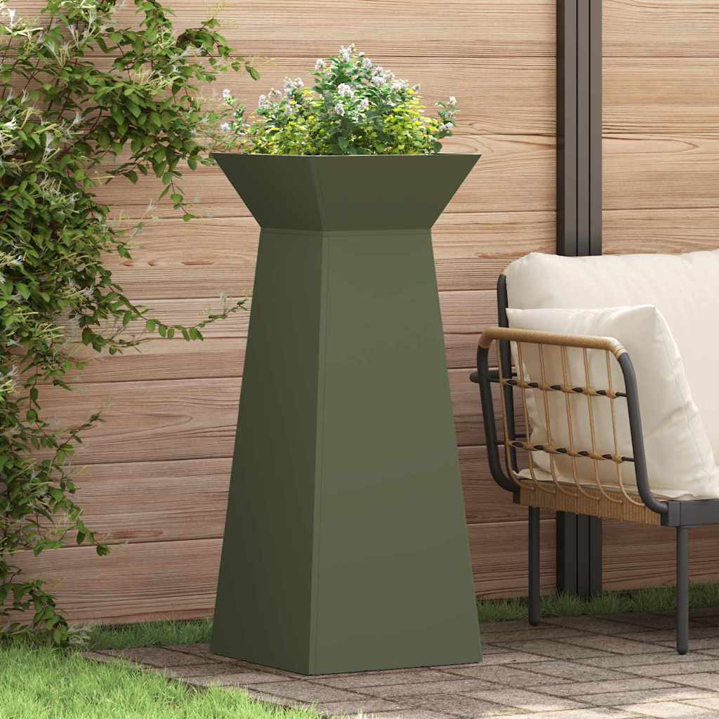 vidaXL Donica słupowa 2 pcs Oliwkowy 40 x 40 x 100 cm