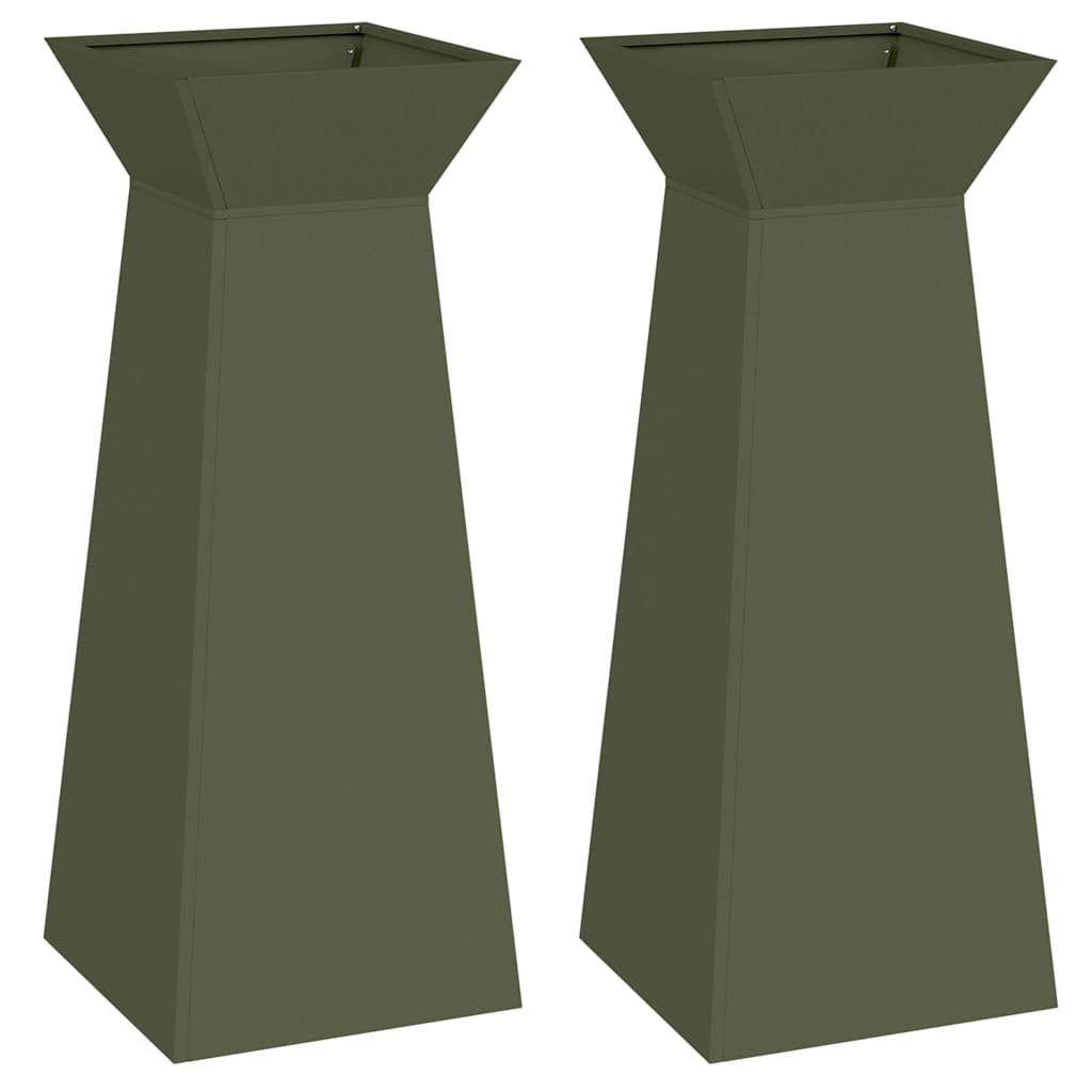 vidaXL Donica słupowa 2 pcs Oliwkowy 40 x 40 x 100 cm