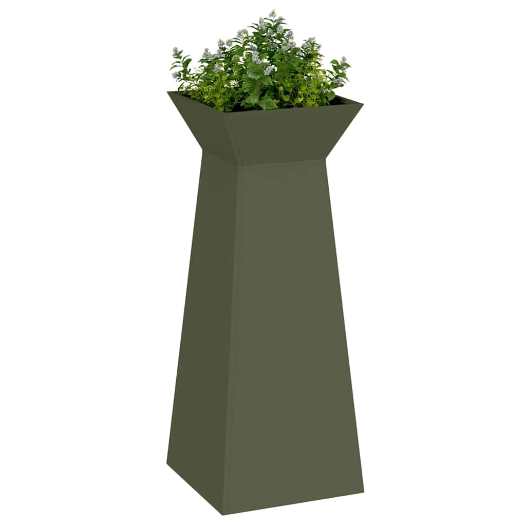 vidaXL Donica słupowa 2 pcs Oliwkowy 40 x 40 x 100 cm