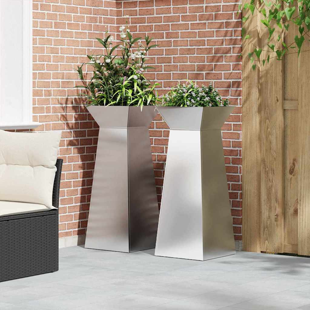 vidaXL Donica słupowa 2 pcs Srebrny 40 x 40 x 100 cm