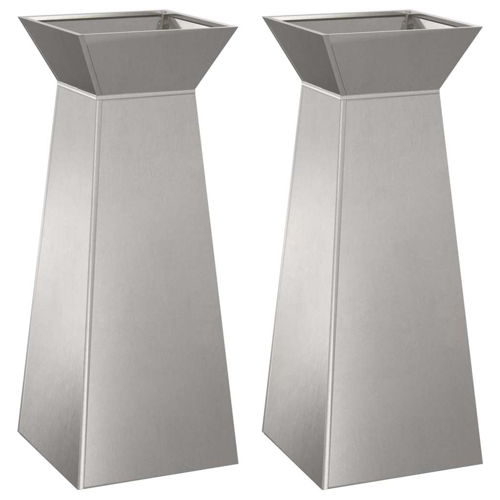 vidaXL Donica słupowa 2 pcs Srebrny 40 x 40 x 100 cm