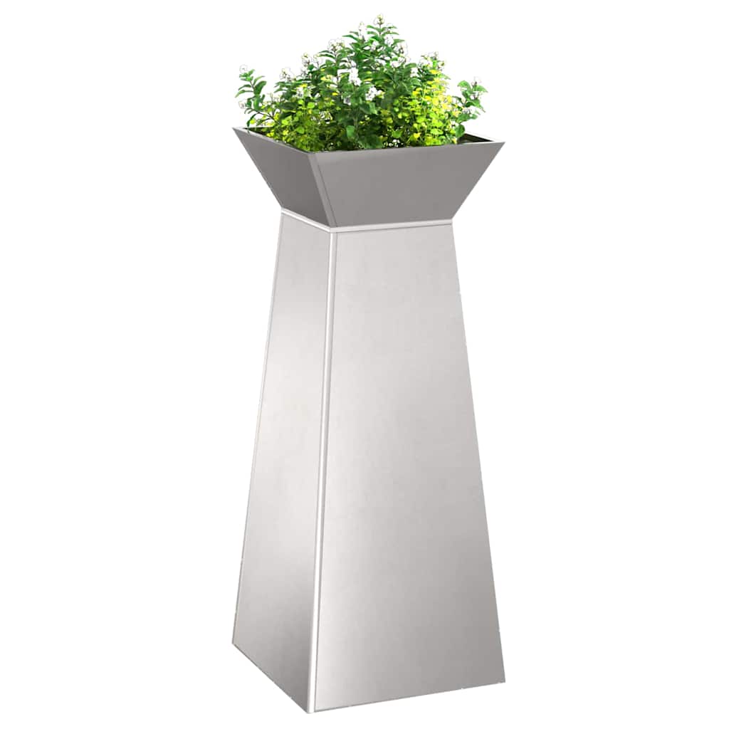 vidaXL Donica słupowa 2 pcs Srebrny 40 x 40 x 100 cm