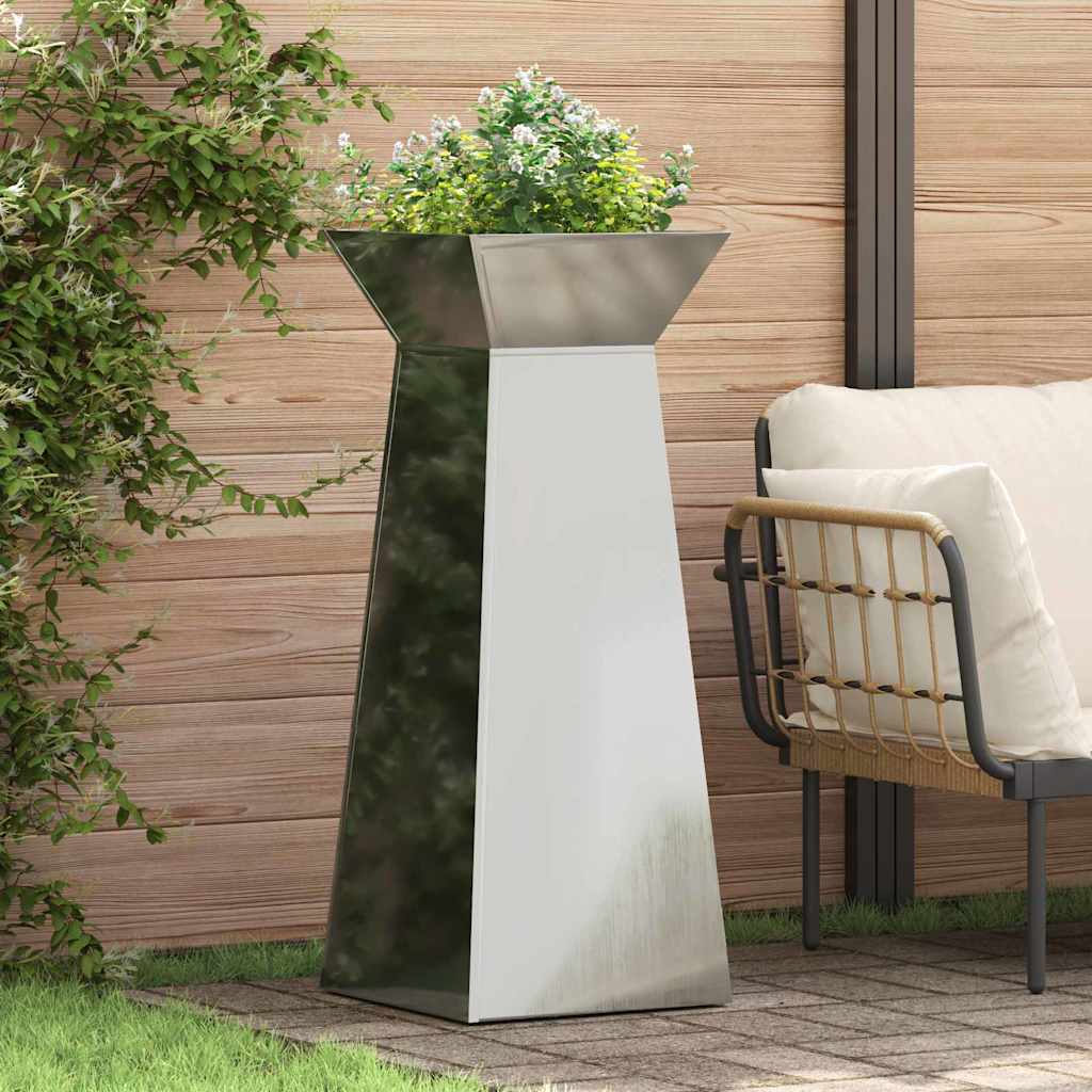 vidaXL Donica słupowa Srebrny 40 x 40 x 100 cm