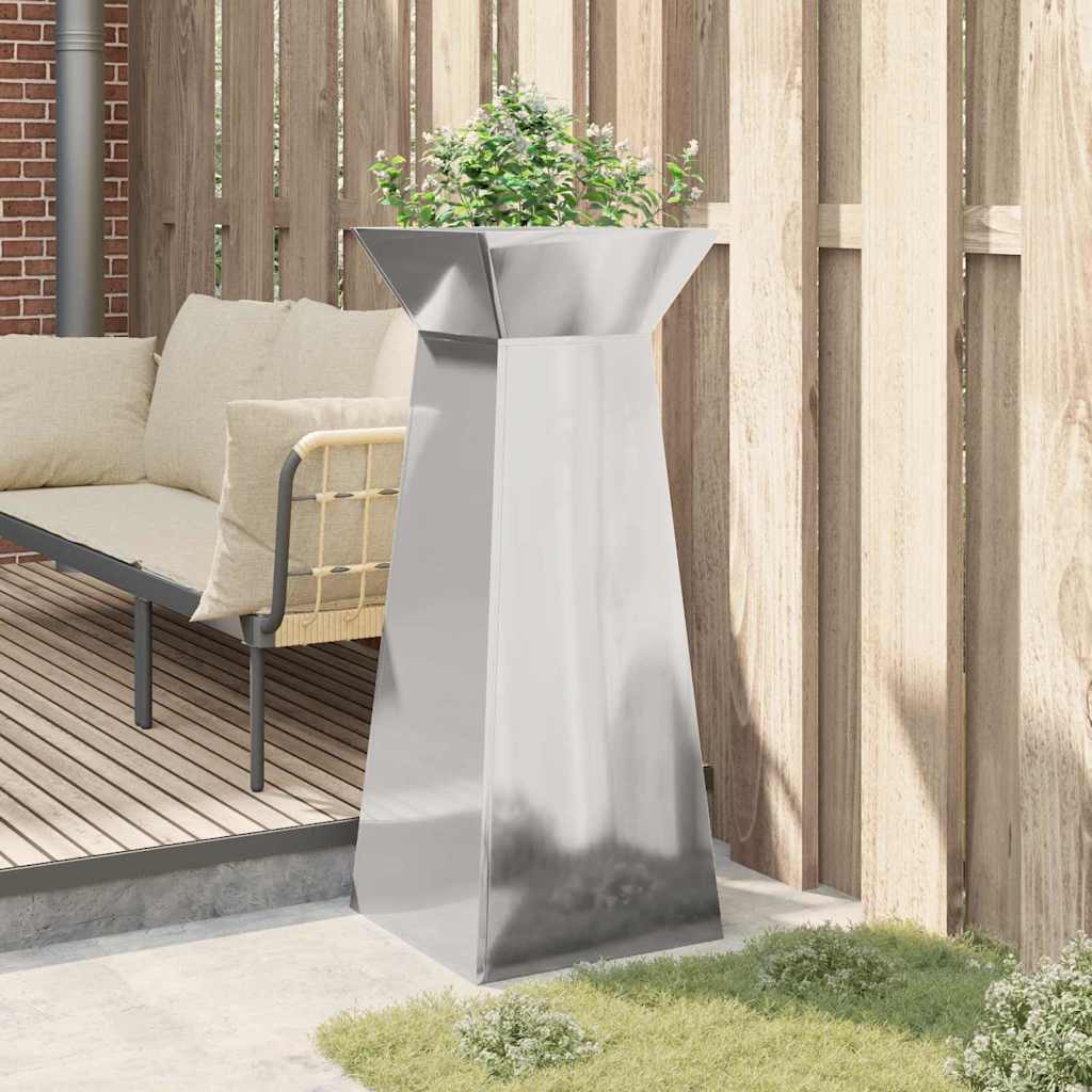vidaXL Donica słupowa Srebrny 40 x 40 x 100 cm