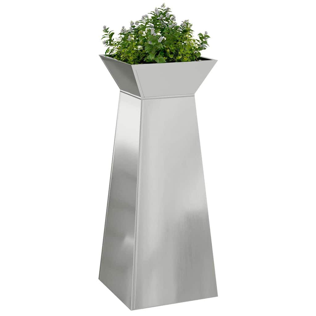 vidaXL Donica słupowa Srebrny 40 x 40 x 100 cm