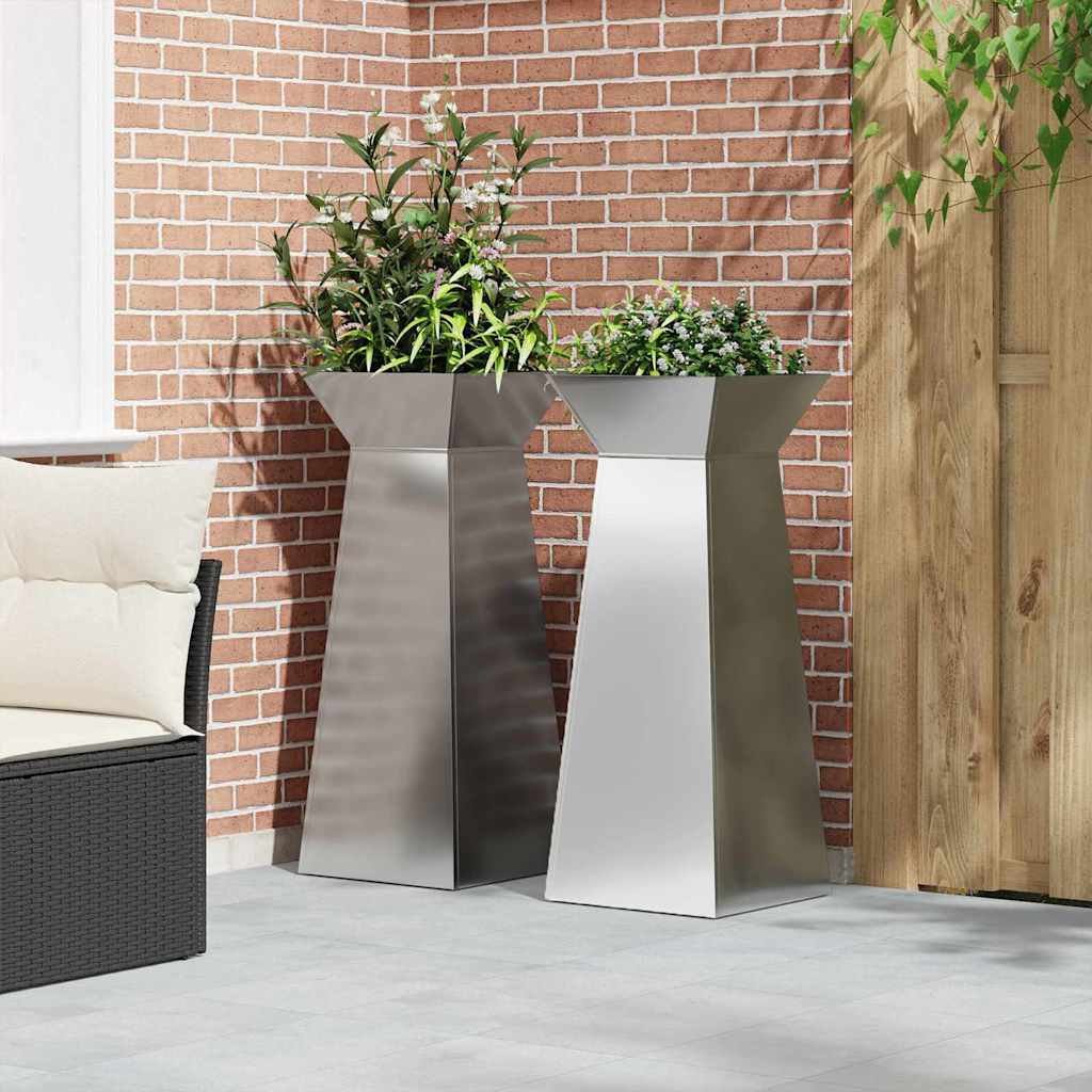 vidaXL Donica słupowa 2 pcs Srebrny 40 x 40 x 100 cm