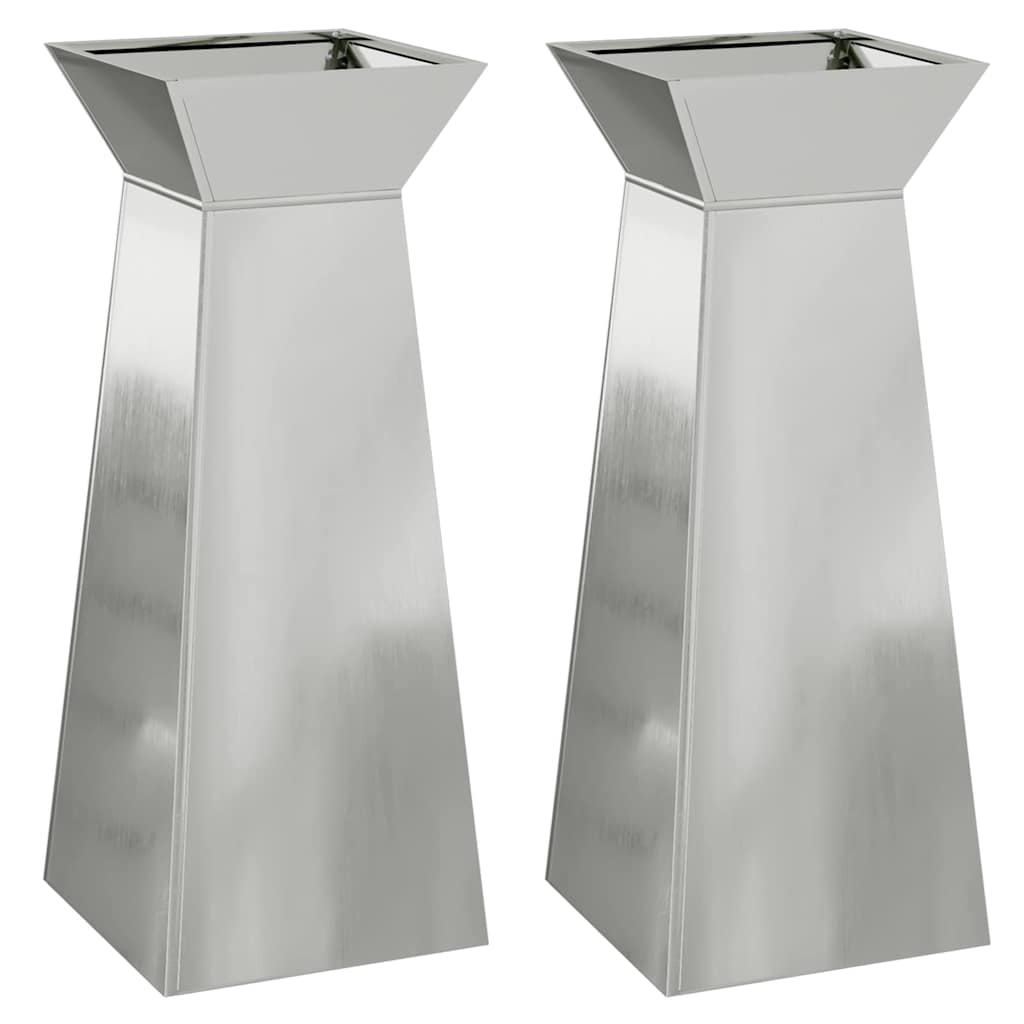 vidaXL Donica słupowa 2 pcs Srebrny 40 x 40 x 100 cm