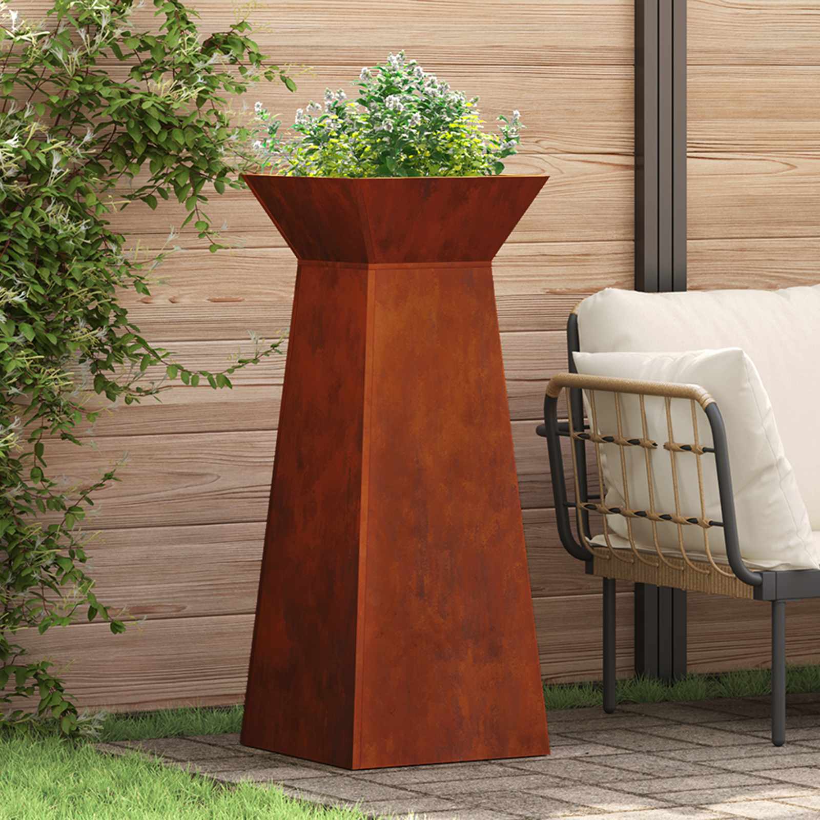 vidaXL Donica słupowa 2 pcs Srebrny 40 x 40 x 100 cm