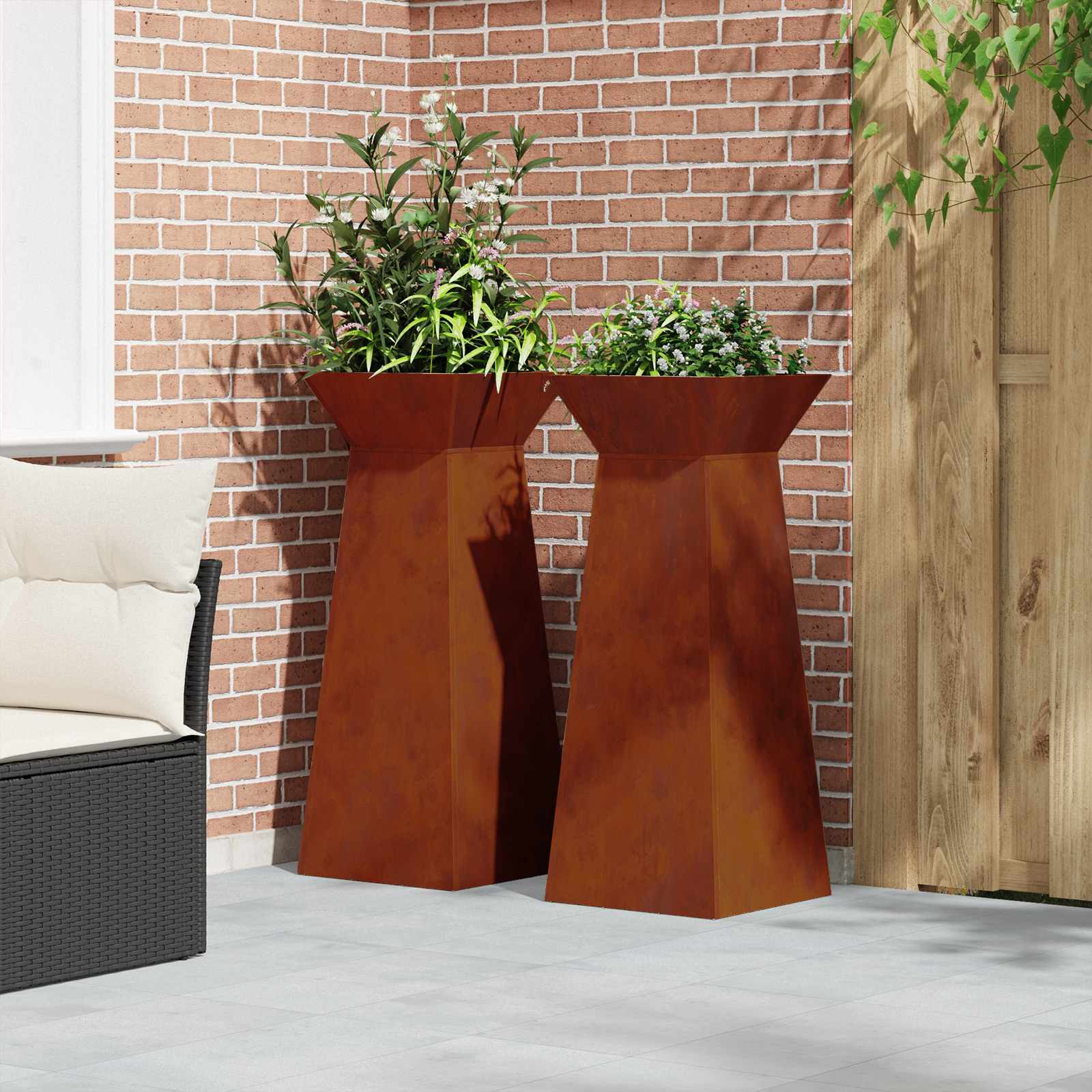 vidaXL Donica słupowa 2 pcs Srebrny 40 x 40 x 100 cm