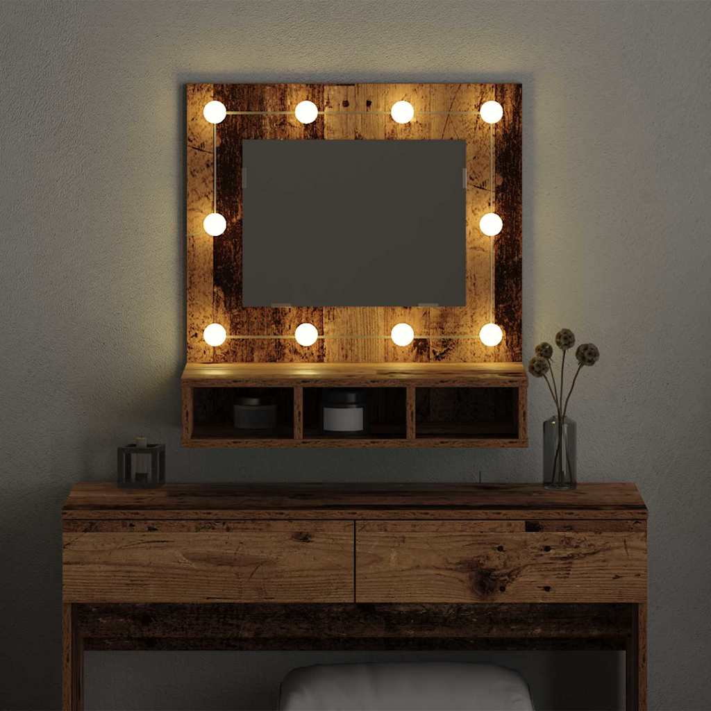 vidaXL Szafka z lustrem z półką Stare drewno 60 x 31,5 x 62 cm
