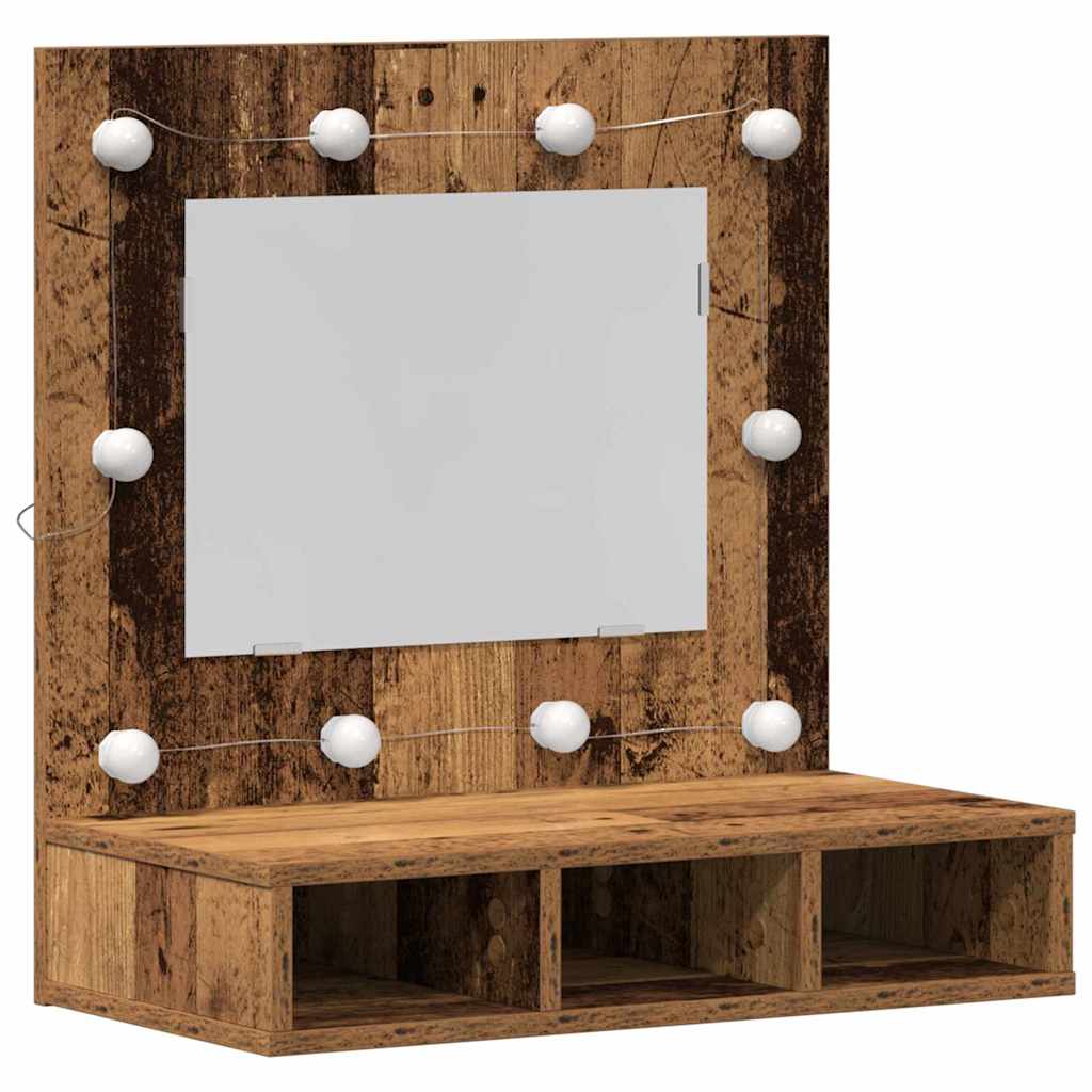 vidaXL Szafka z lustrem z półką Stare drewno 60 x 31,5 x 62 cm
