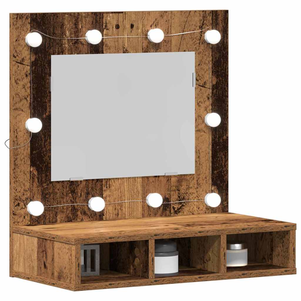 vidaXL Szafka z lustrem z półką Stare drewno 60 x 31,5 x 62 cm