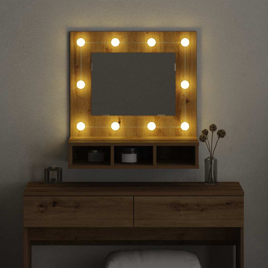 vidaXL Szafka z lustrem z półką Dąb rzemieślniczy 60 x 31,5 x 62 cm