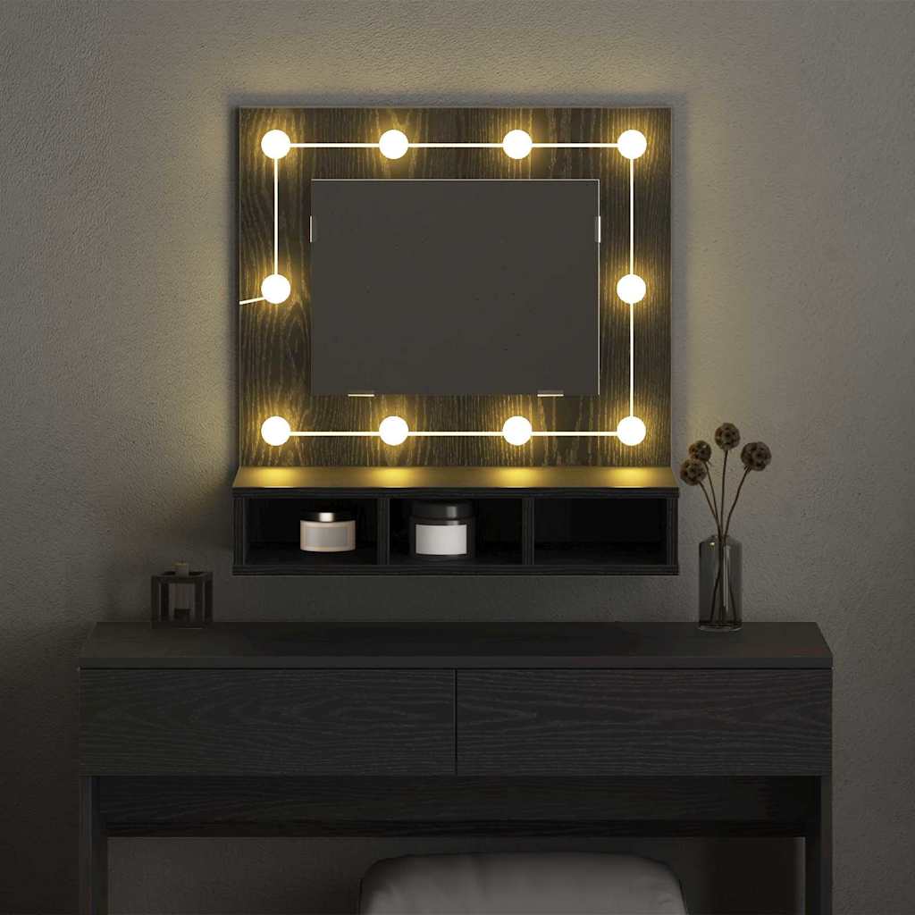 vidaXL Szafka z lustrem z półką Z lustrem Czarny Dąb 60 x 31,5 x 62 cm