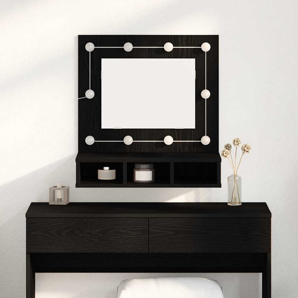 vidaXL Szafka z lustrem z półką Z lustrem Czarny Dąb 60 x 31,5 x 62 cm