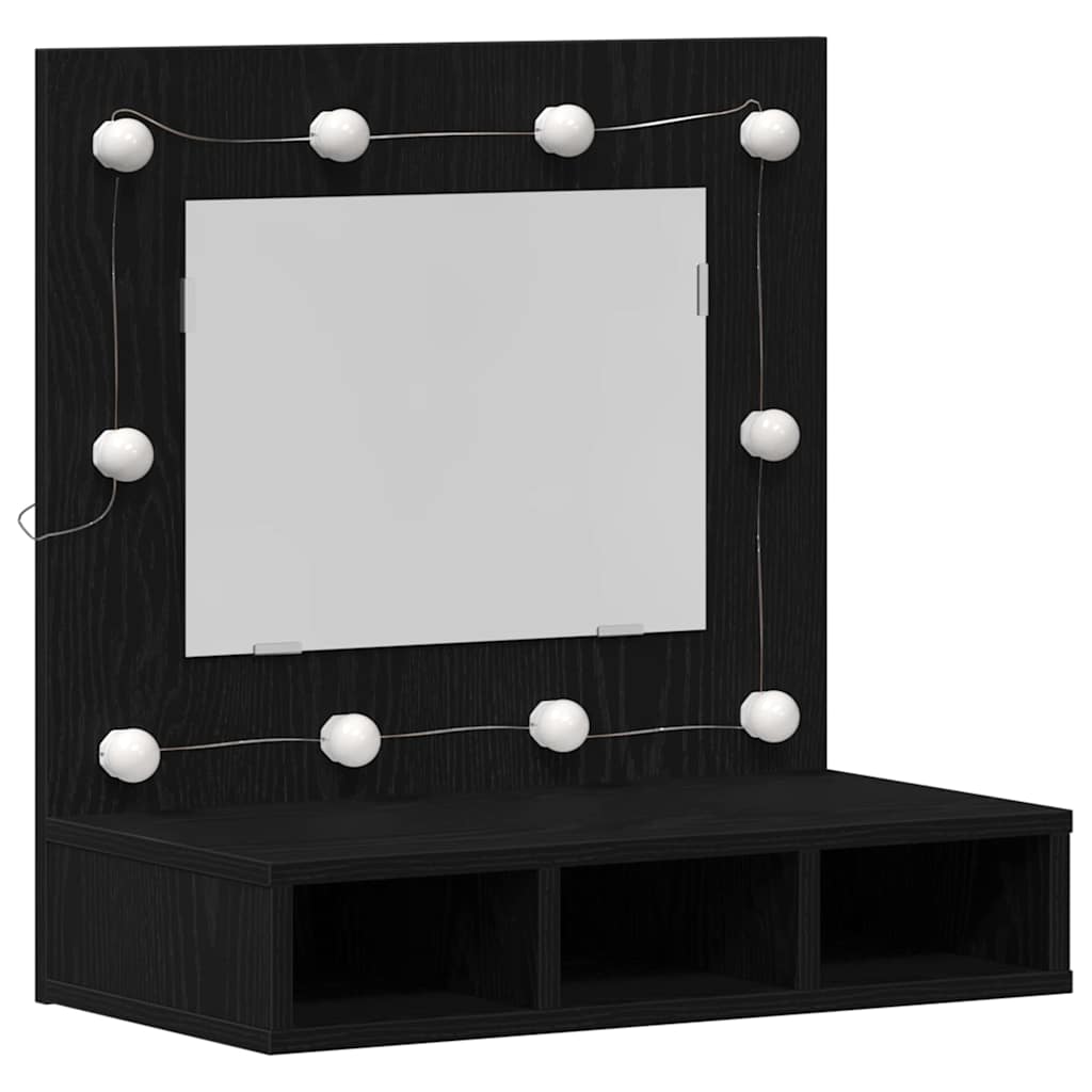 vidaXL Szafka z lustrem z półką Z lustrem Czarny Dąb 60 x 31,5 x 62 cm