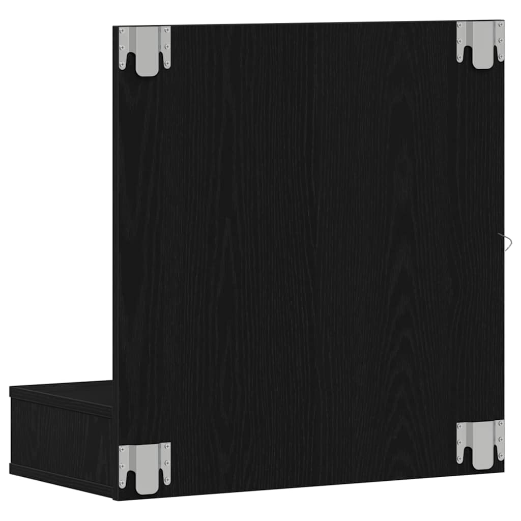 vidaXL Szafka z lustrem z półką Z lustrem Czarny Dąb 60 x 31,5 x 62 cm