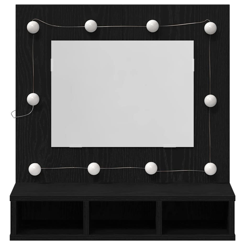 vidaXL Szafka z lustrem z półką Z lustrem Czarny Dąb 60 x 31,5 x 62 cm