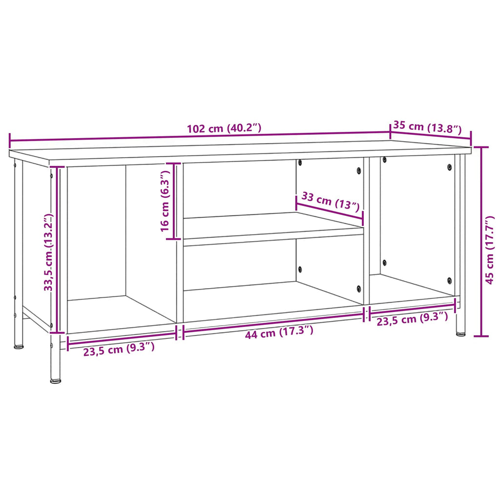 vidaXL Szafka pod telewizor Stare drewno 102 x 35 x 45 cm