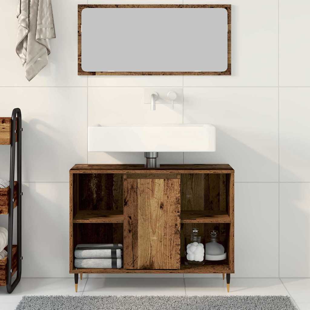 vidaXL Szafka Łazienkowa z półką Stare drewno 80 x 33 x 60 cm