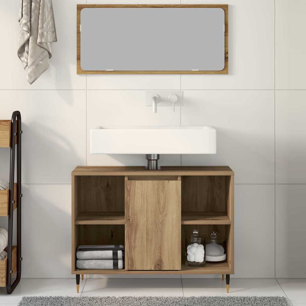 vidaXL Szafka Łazienkowa z półką Dąb rzemieślniczy 80 x 33 x 60 cm
