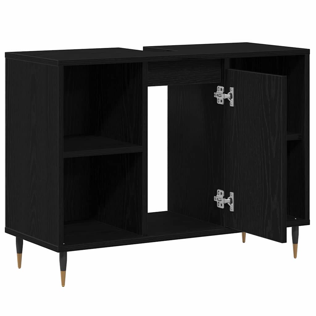 vidaXL Szafka Łazienkowa z półką z drzwiami Czarny 80 x 33 x 60 cm