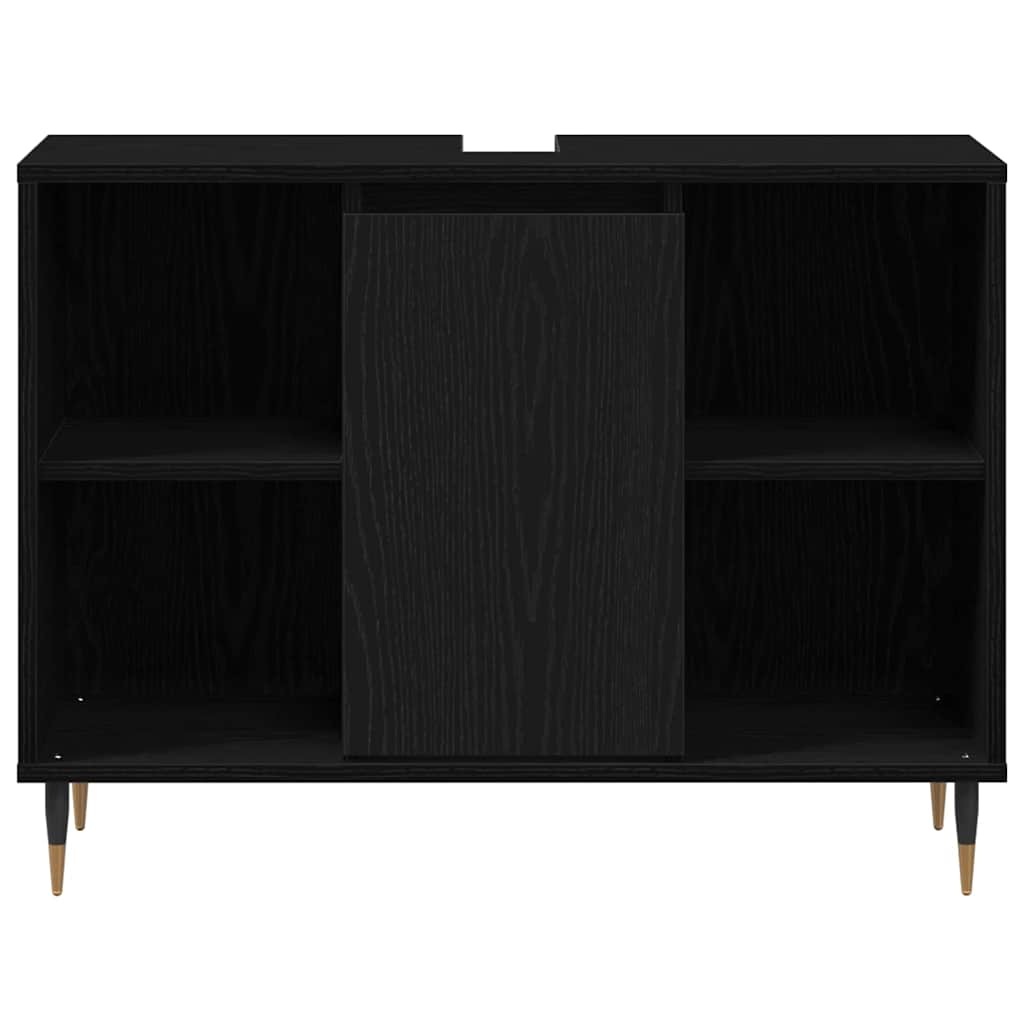 vidaXL Szafka Łazienkowa z półką z drzwiami Czarny 80 x 33 x 60 cm