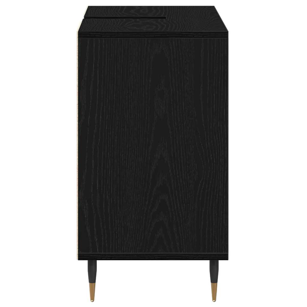 vidaXL Szafka Łazienkowa z półką z drzwiami Czarny 80 x 33 x 60 cm