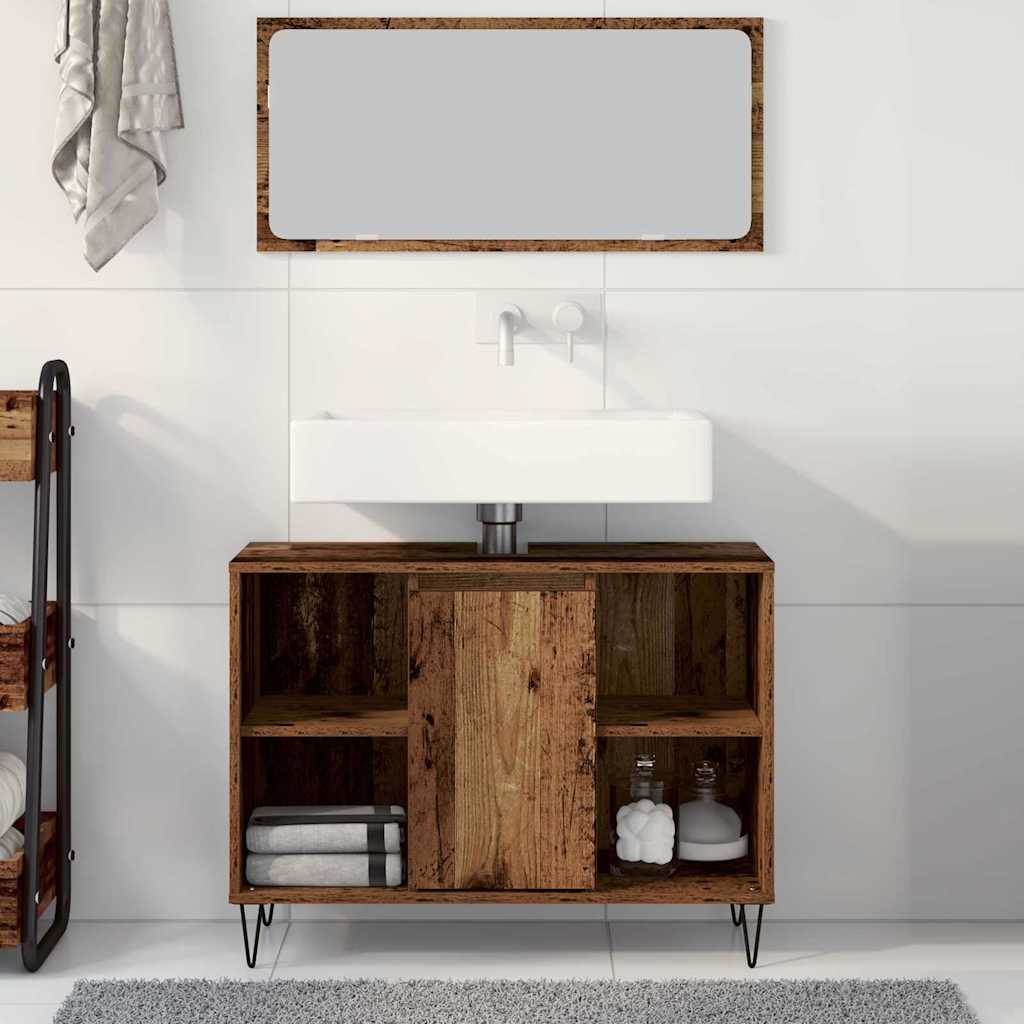 vidaXL Szafka Łazienkowa z półką Stare drewno 80 x 33 x 60 cm