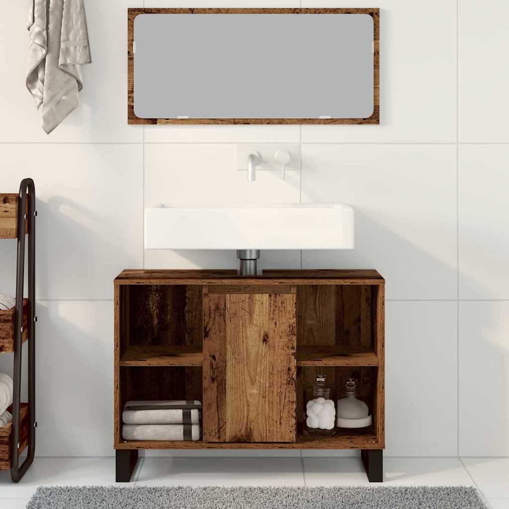 vidaXL Szafka Łazienkowa z półką Stare drewno 80 x 33 x 60 cm