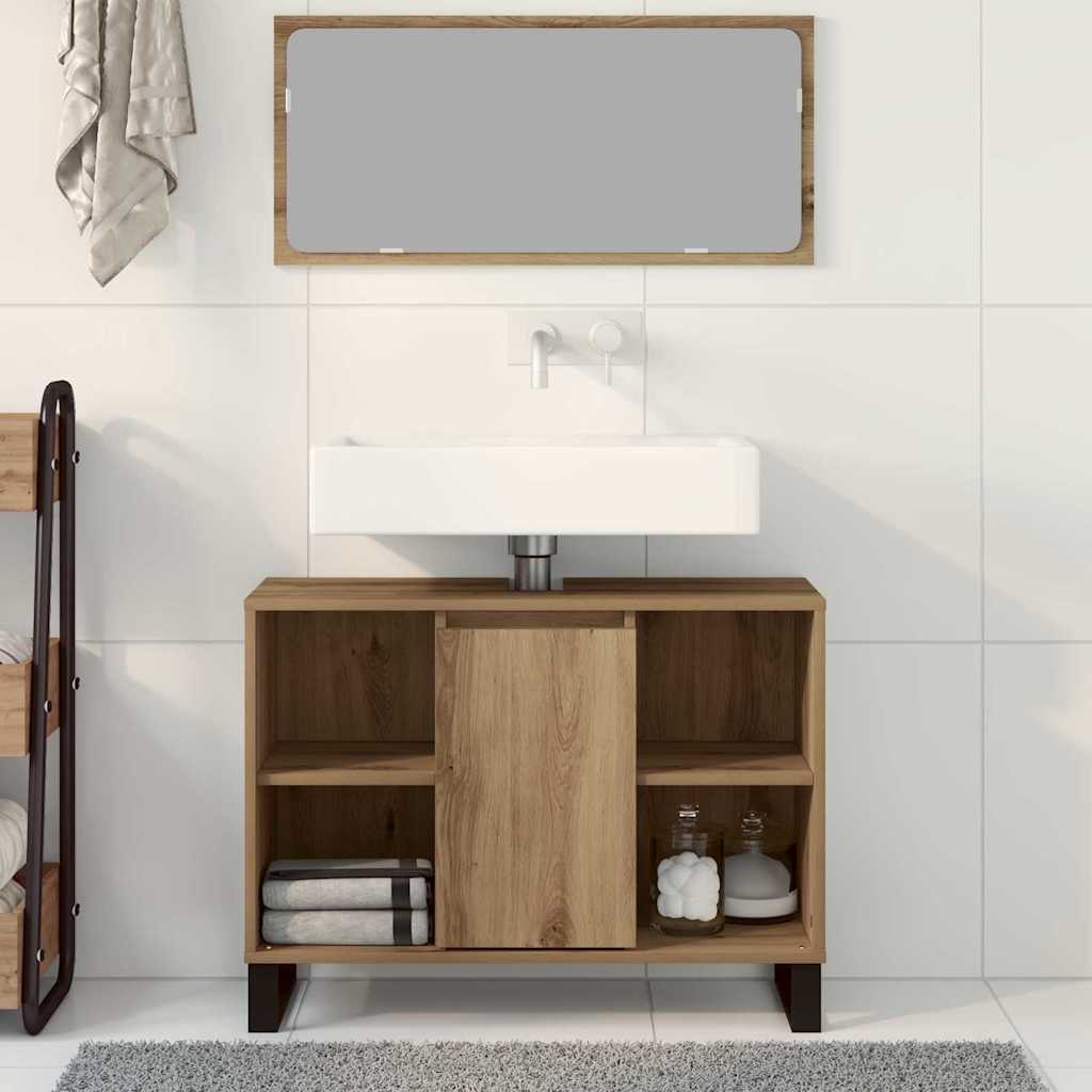 vidaXL Szafka Łazienkowa z półką Dąb rzemieślniczy 80 x 33 x 60 cm