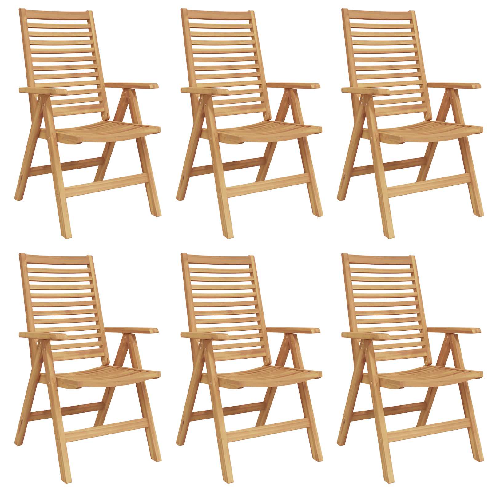 vidaXL Krzesło 6 pcs Brązowy 64,5 x 52 x 108 cm Lite drewno teakowe