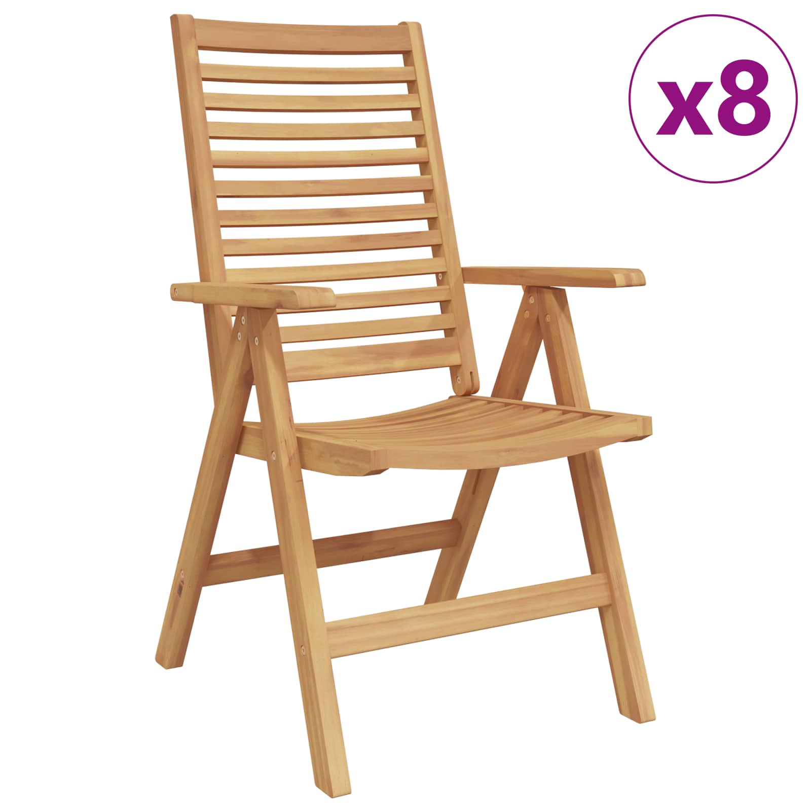vidaXL Krzesło 8 pcs Brązowy 64,5 x 52 x 108 cm Lite drewno teakowe