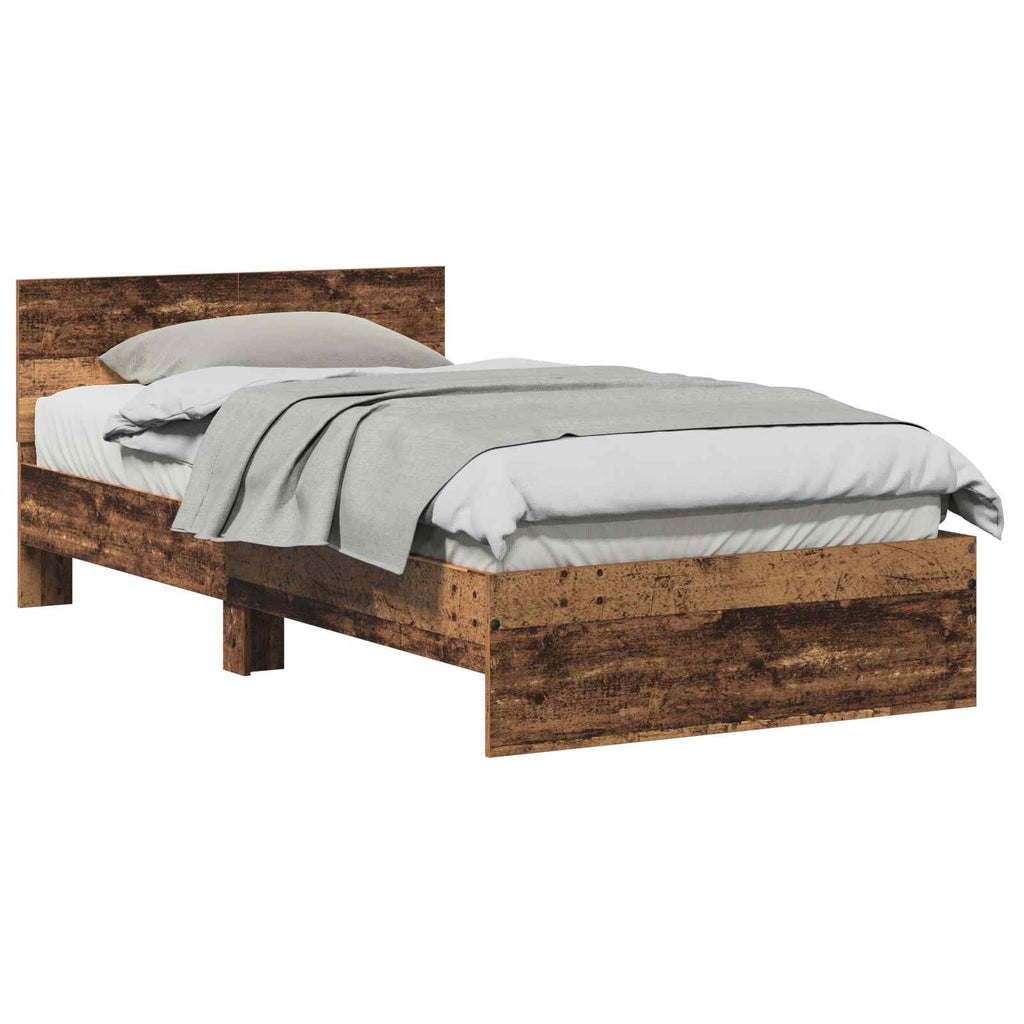 vidaXL Ramka łóżka Montowane na ścianie Stare drewno 203 x 104 x 70 cm