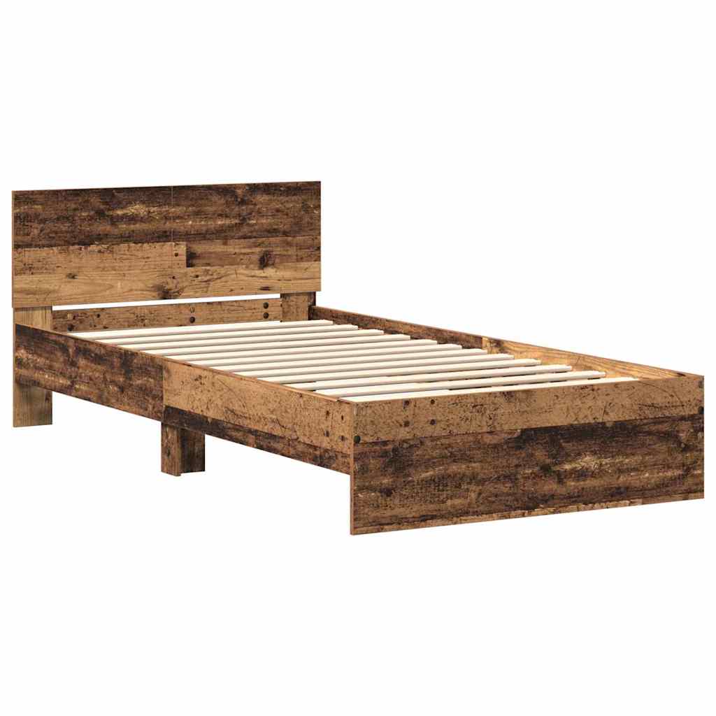 vidaXL Ramka łóżka Montowane na ścianie Stare drewno 203 x 104 x 70 cm