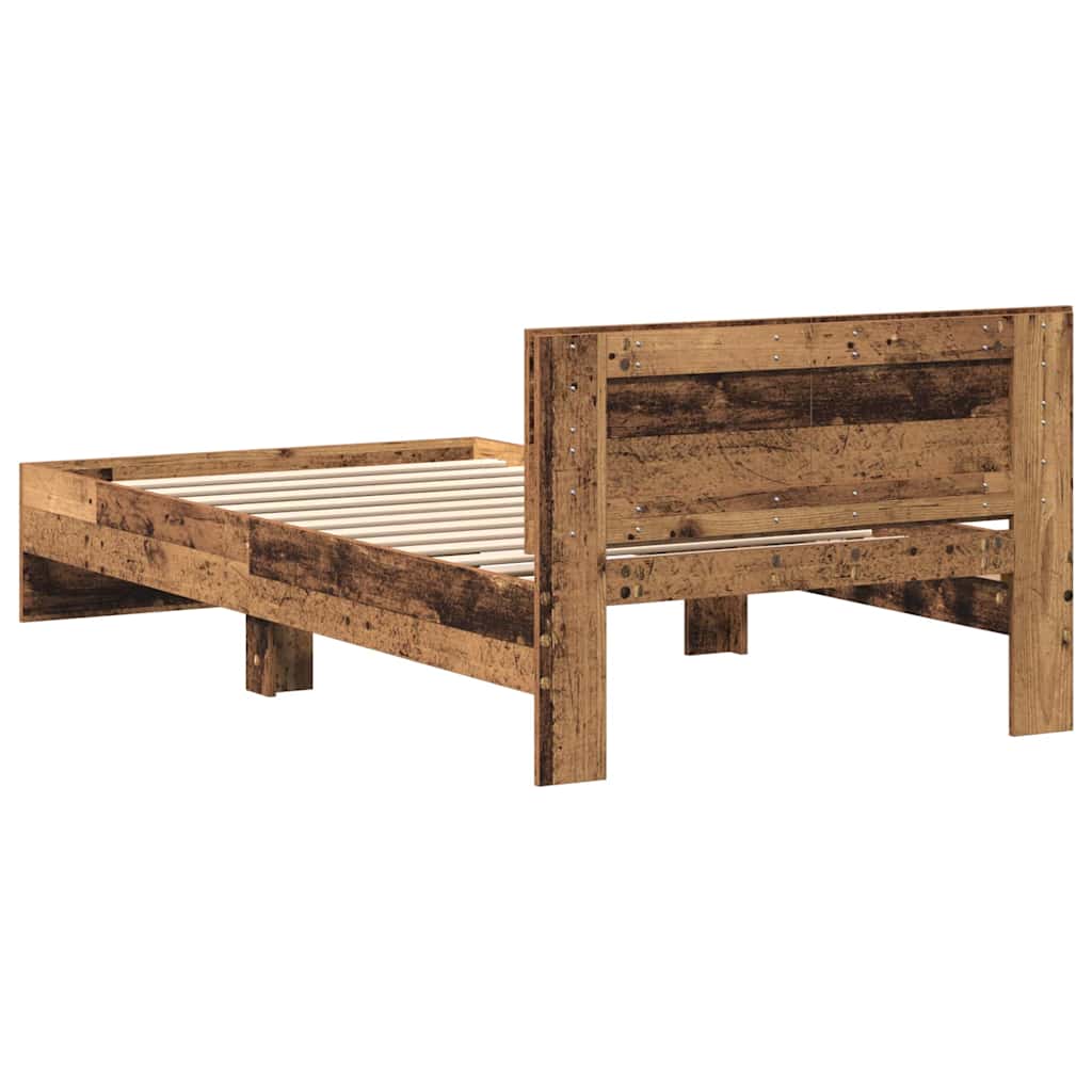 vidaXL Ramka łóżka Montowane na ścianie Stare drewno 203 x 104 x 70 cm