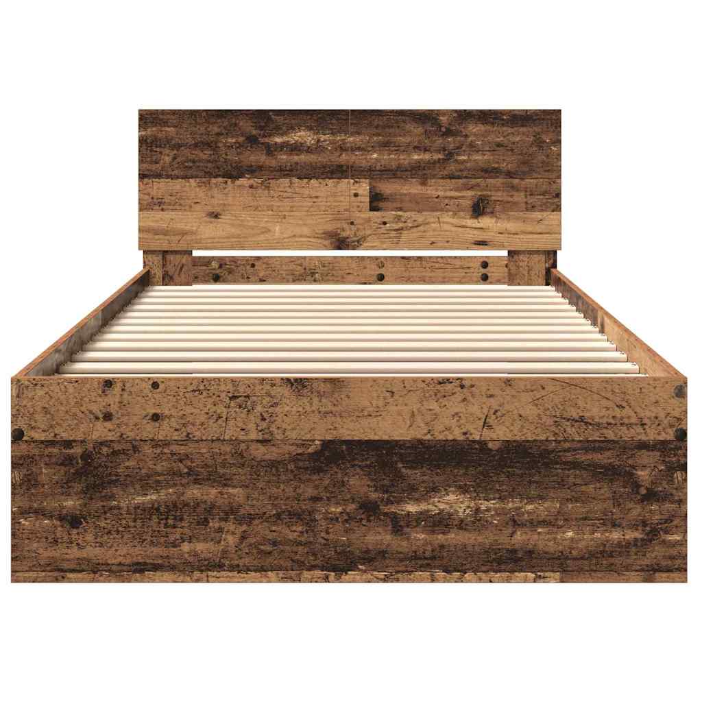 vidaXL Ramka łóżka Montowane na ścianie Stare drewno 203 x 104 x 70 cm