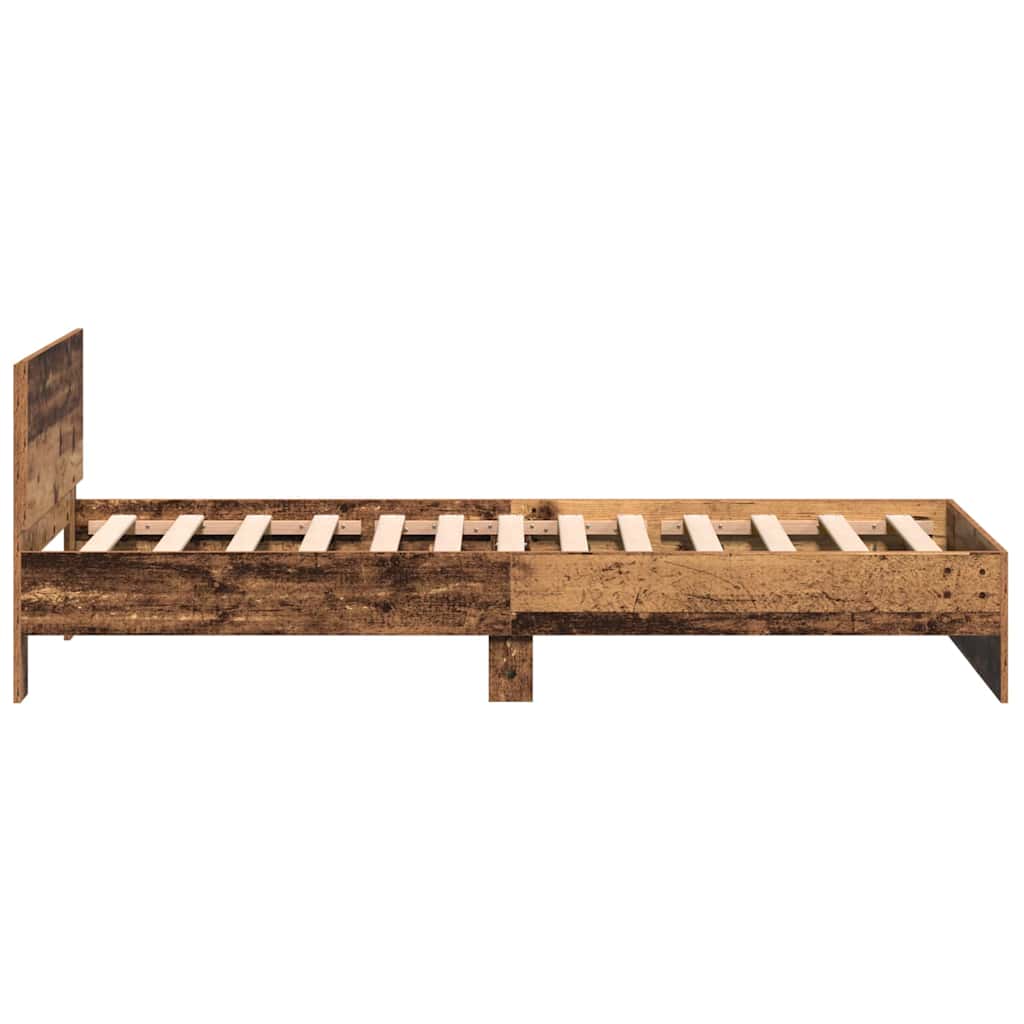vidaXL Ramka łóżka Montowane na ścianie Stare drewno 203 x 104 x 70 cm