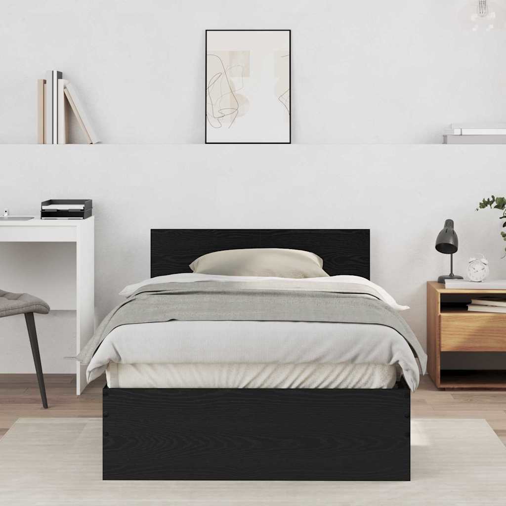 vidaXL Ramka łóżka Montowane na ścianie Czarny Dąb 203 x 104 x 70 cm