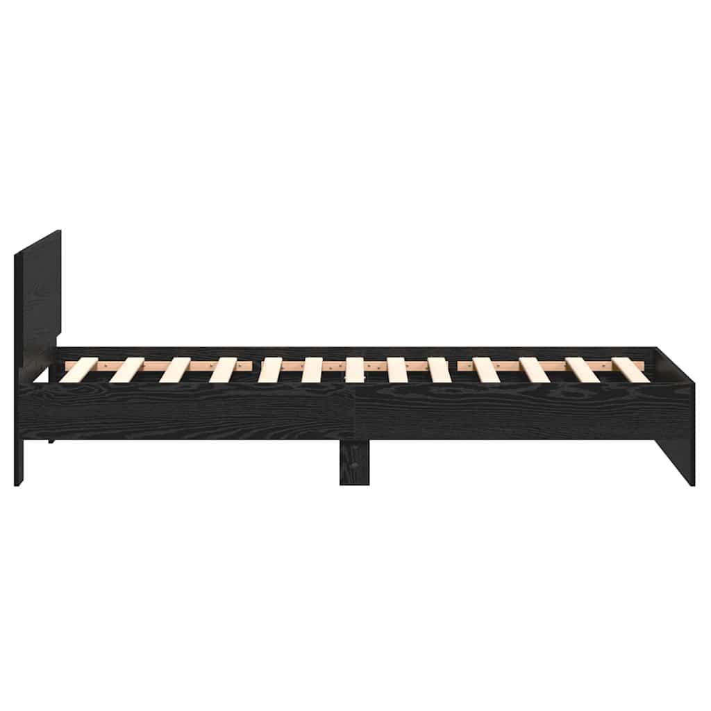 vidaXL Ramka łóżka Montowane na ścianie Czarny Dąb 203 x 104 x 70 cm