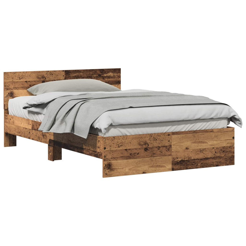 vidaXL Ramka łóżka Montowane na ścianie Stare drewno 193 x 125 x 70 cm