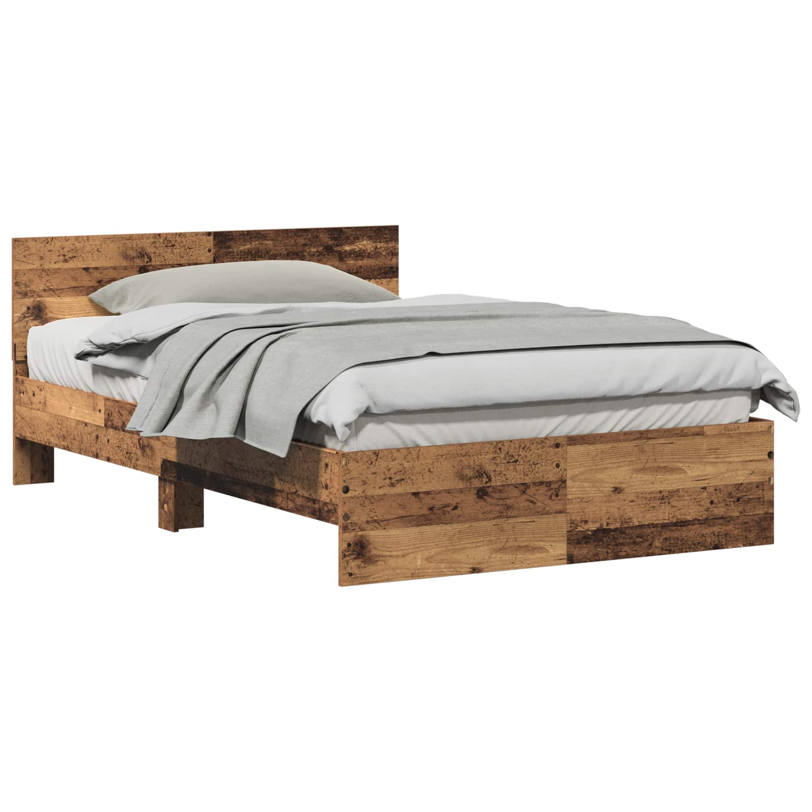 vidaXL Ramka łóżka Montowane na ścianie Stare drewno 193 x 125 x 70 cm