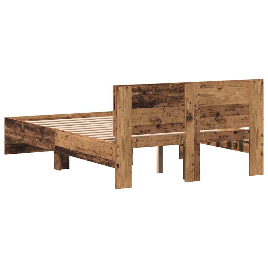 vidaXL Ramka łóżka Montowane na ścianie Stare drewno 193 x 125 x 70 cm