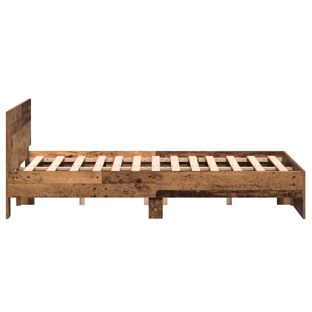 vidaXL Ramka łóżka Montowane na ścianie Stare drewno 193 x 125 x 70 cm