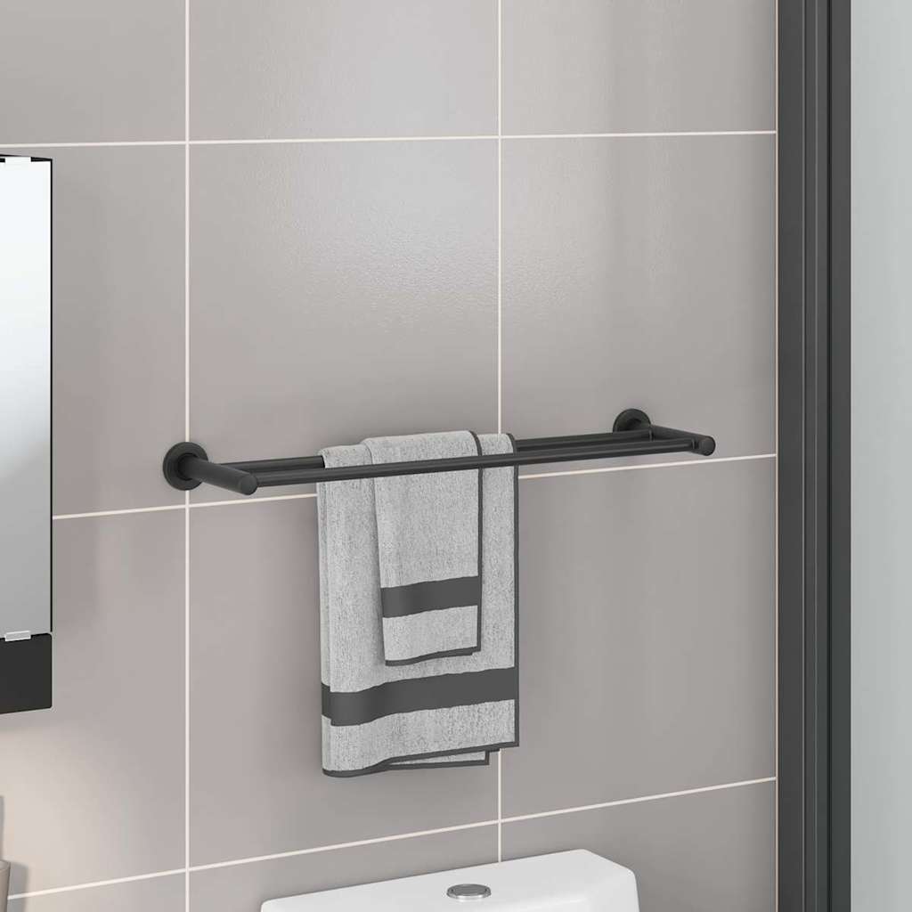 vidaXL Wieszak na ręczniki Czarny 61 x 14,5 x 5 cm stal nierdzewna