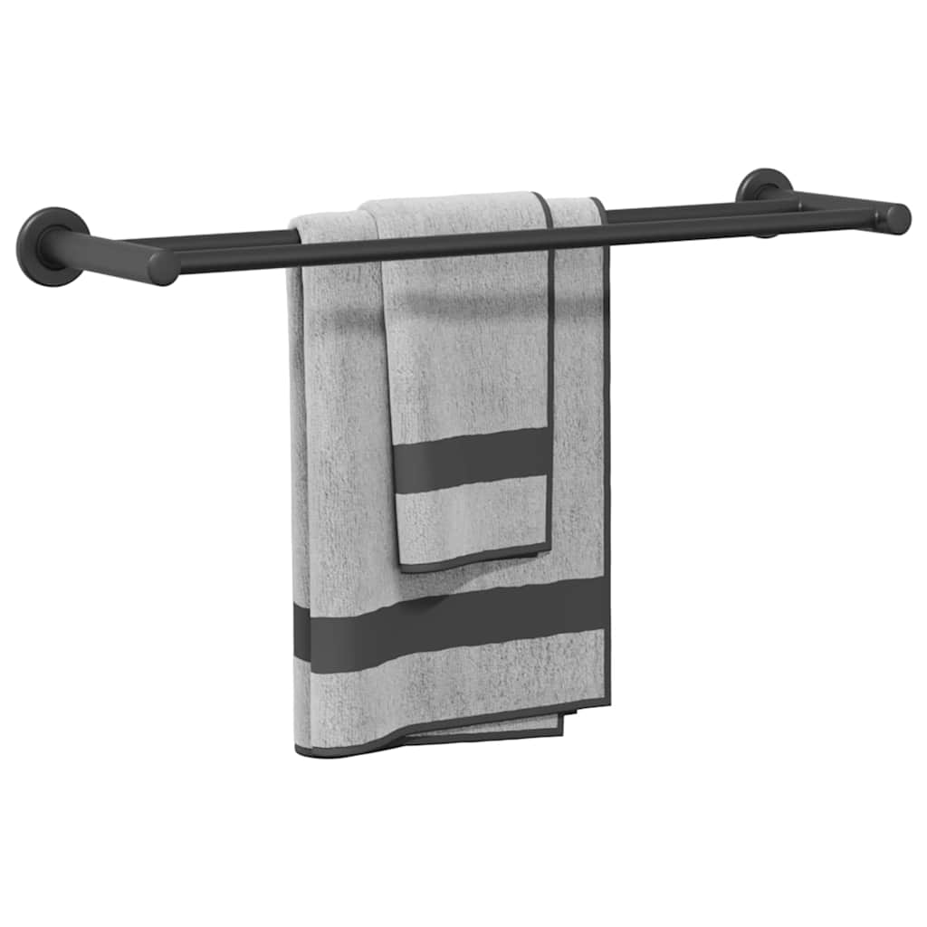 vidaXL Wieszak na ręczniki Czarny 61 x 14,5 x 5 cm stal nierdzewna