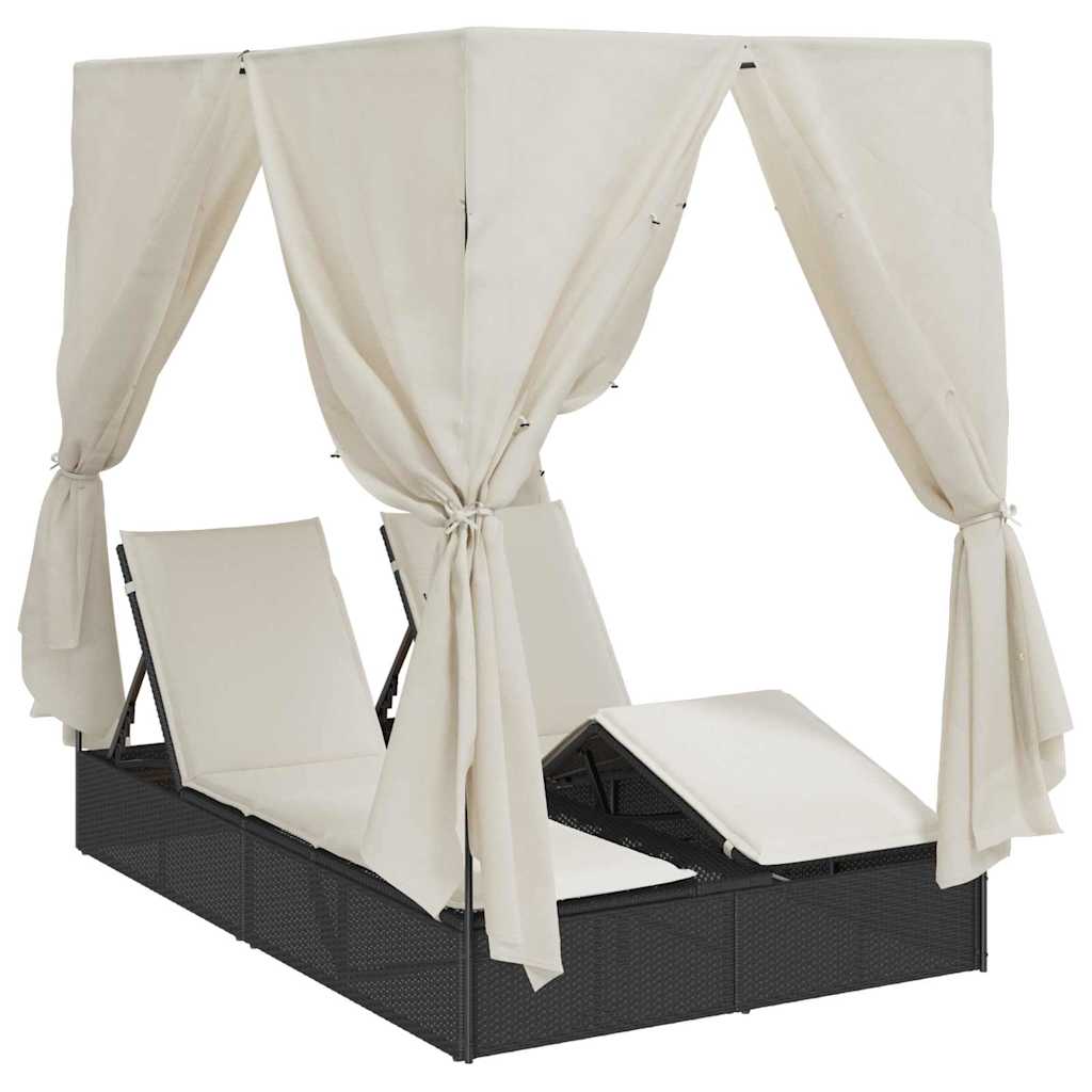 vidaXL Podwójny leżak słoneczny Ciepła biel 205 x 129 x 200 cm