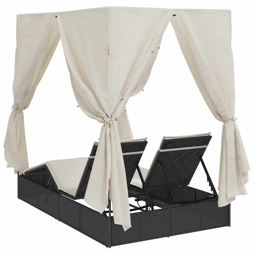 vidaXL Podwójny leżak słoneczny Ciepła biel 205 x 129 x 200 cm
