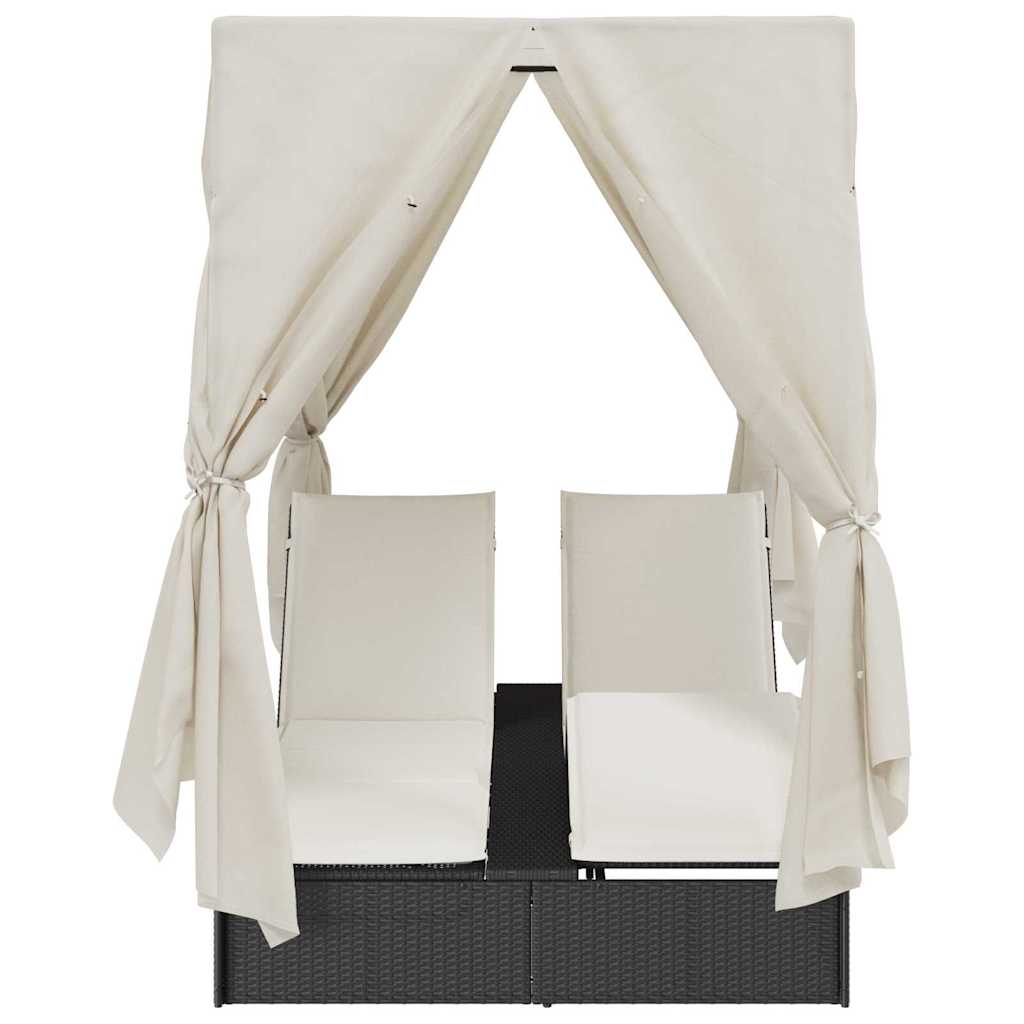 vidaXL Podwójny leżak słoneczny Ciepła biel 205 x 129 x 200 cm