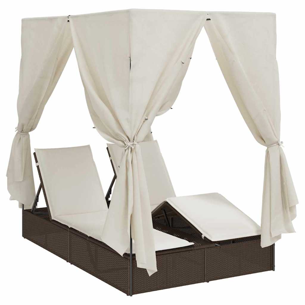vidaXL Podwójny leżak słoneczny Ciepła biel 205 x 129 x 200 cm